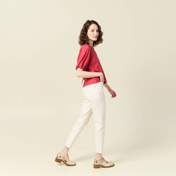 t shirt manches courtes rouge fonce femme T-shirt manches courtes rouge foncé femme