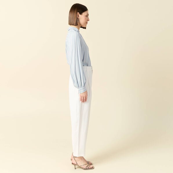 pantalon slouchy taille haute blanc femme Pantalon slouchy taille haute blanc femme