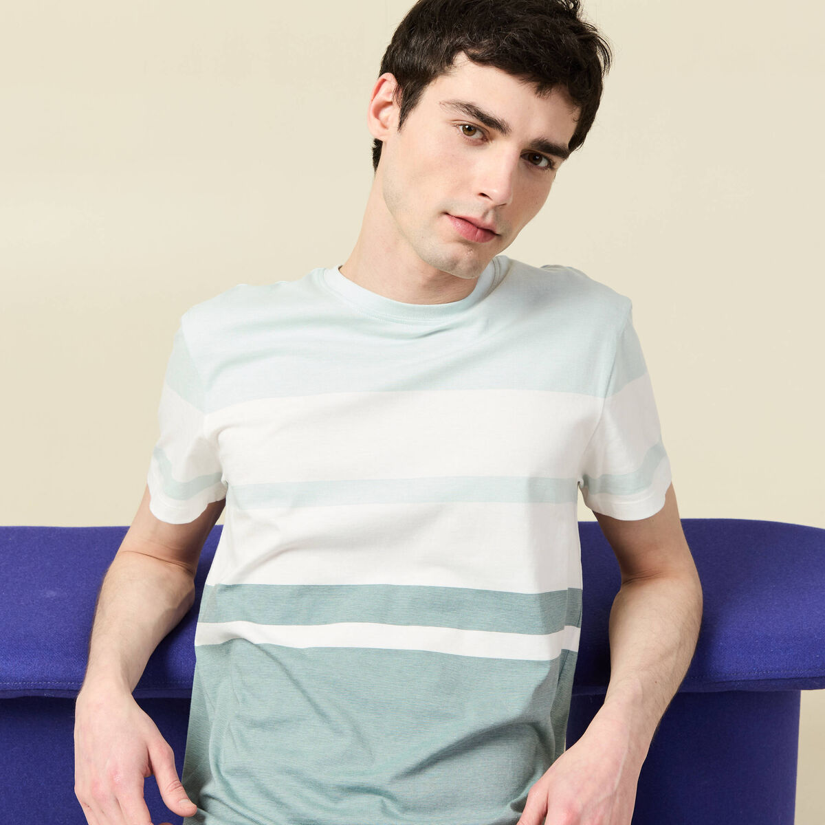 T-shirt manches courtes bleu gris homme
