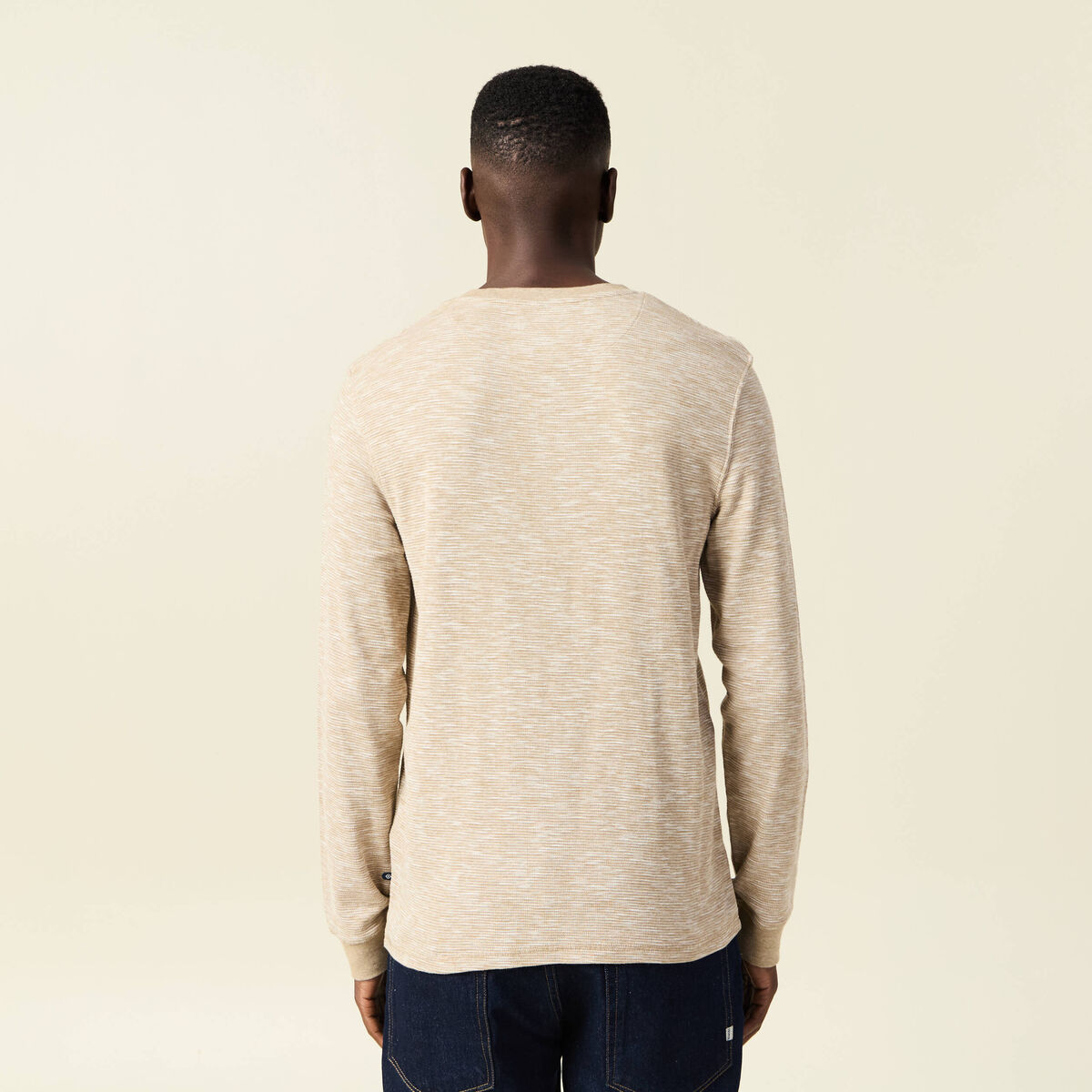 T-shirt en coton manches longues vert kaki homme