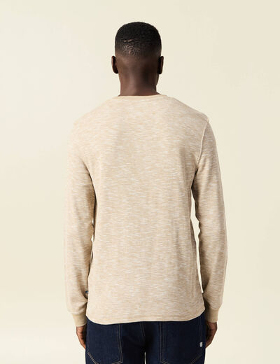 T-shirt en coton manches longues vert kaki homme