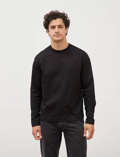 T-shirt en coton manches longues noir homme