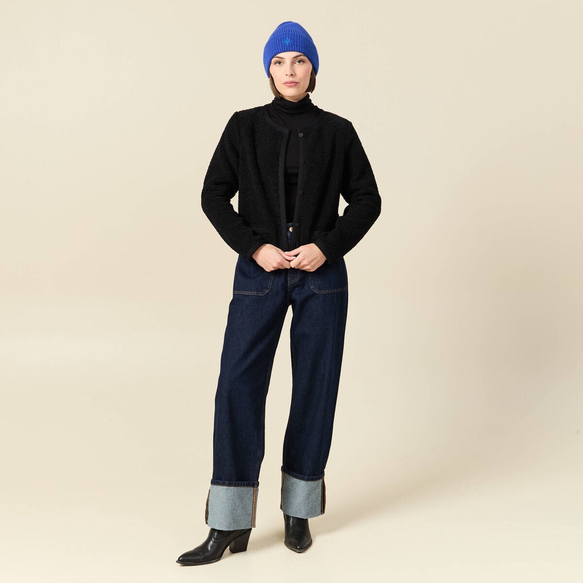 Gilet manches longues noir femme