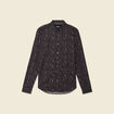 Chemise cintr&eacute;e en coton manches longues noir homme