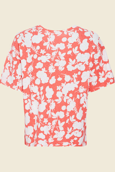 T-shirt manches courtes rose corail femme