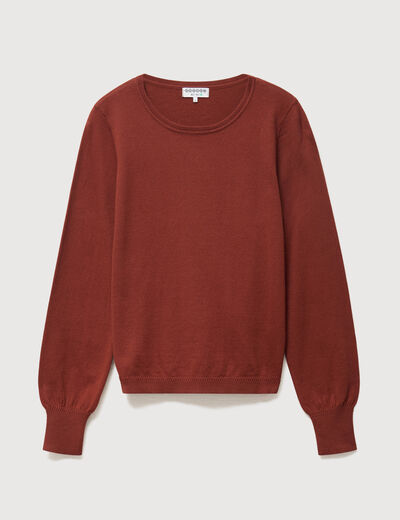 Pull manches longues marron cognac femme