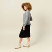 Gilet manches longues ajouré gris clair femme