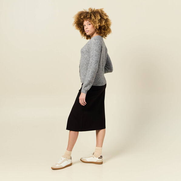 Gilet manches longues ajouré gris clair femme