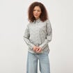 Chemise col am&eacute;ricain manches longues jaune pastel femme
