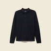 Polo cintr&eacute; manches longues en coton noir homme