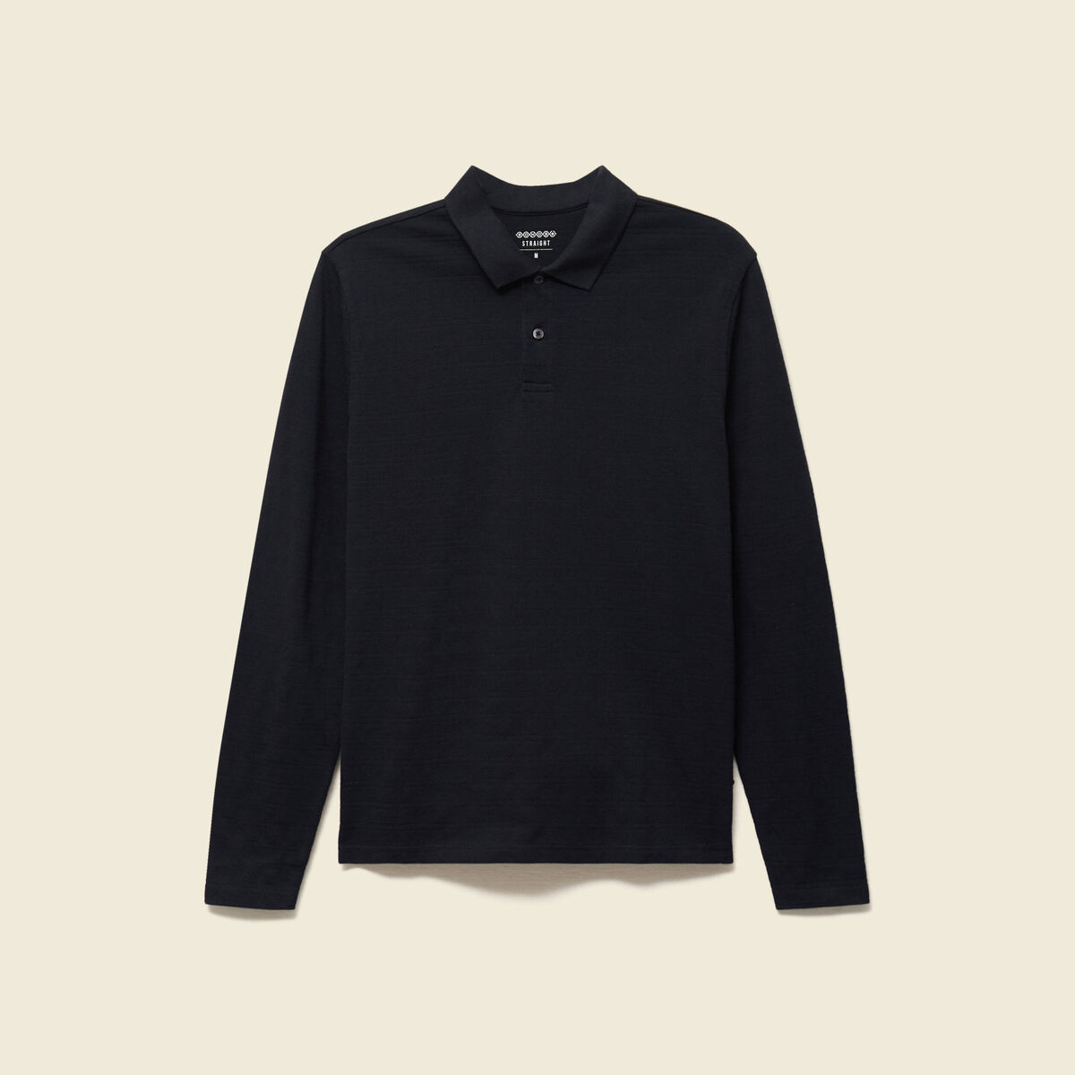 Polo cintr&eacute; manches longues en coton noir homme