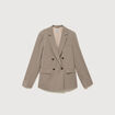 Blazer &agrave; carreaux col tailleur gris femme