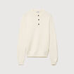 Pull droit col mao manches longues ecru homme