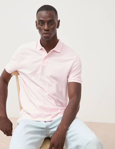 Polo cintr&eacute; en coton manches courtes rose homme