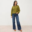 Jeans large taille haute denim brut femme