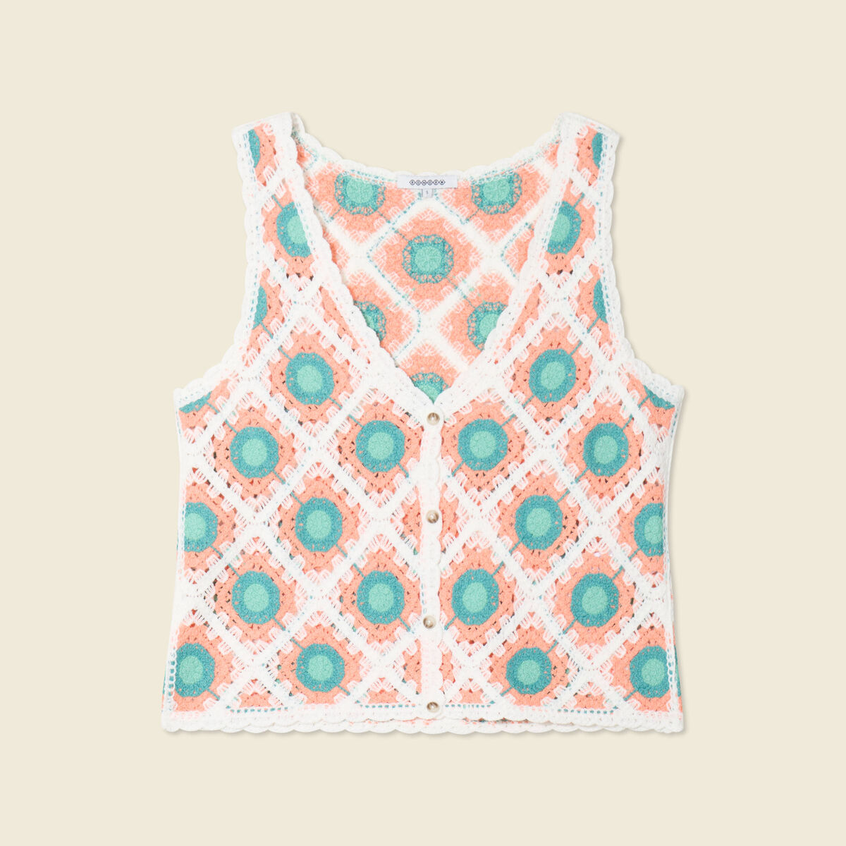 Débardeur en crochet vert clair femme