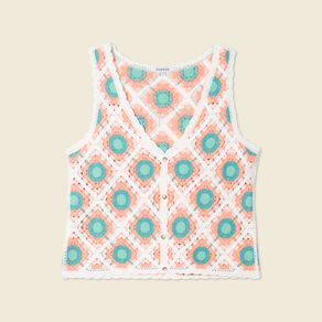 Débardeur en crochet vert clair femme