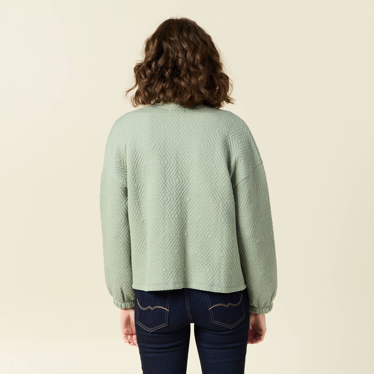 Gilet manches longues vert kaki femme