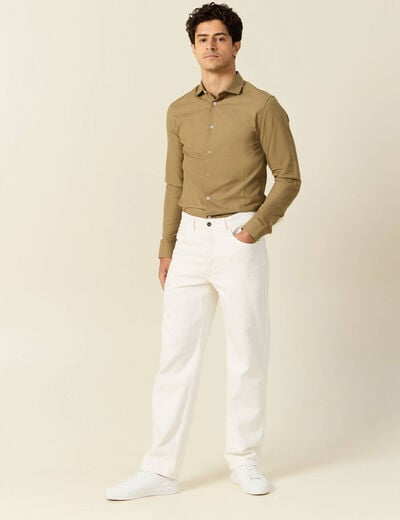 Col cintr&eacute; en coton manches longues marron homme