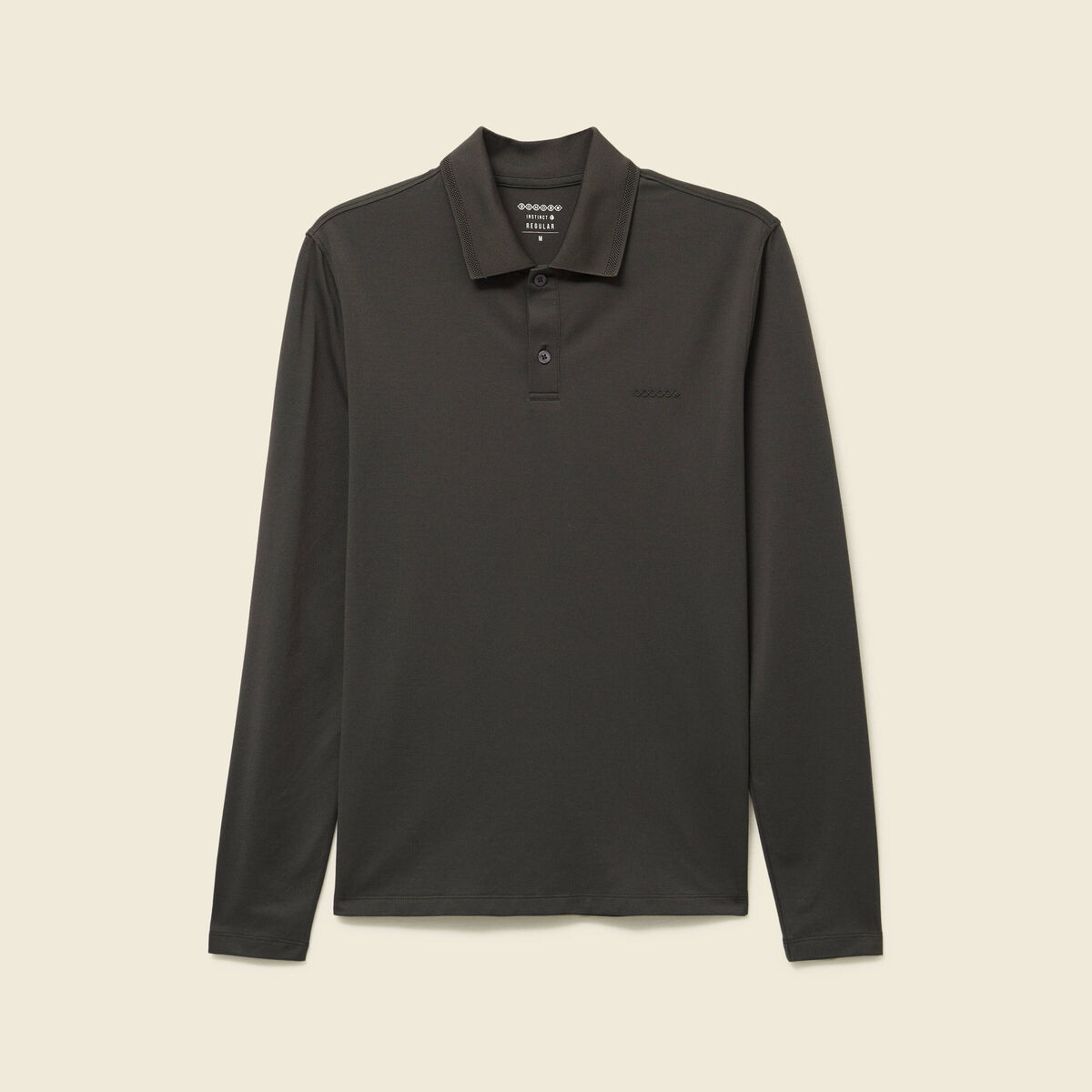 Polo cintr&eacute; manches longues vert kaki homme