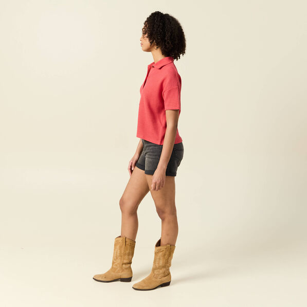 Polo en maille rouge femme