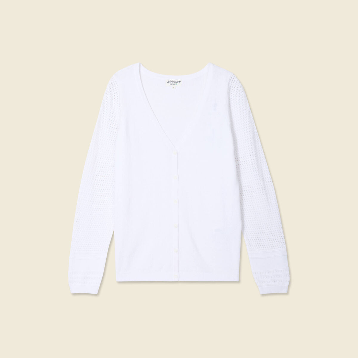Gilet manches longues boutonné blanc femme