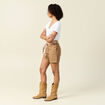 Short boyfriend ceinturé jean vert kaki femme
