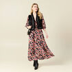 Robe longue évasée fluide noir femme