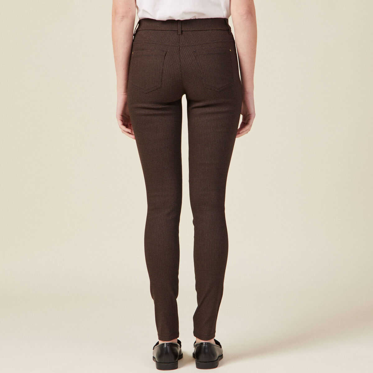 Pantalon skinny marron femme
