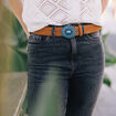 Ceinture en cuir boucle bijou marron femme