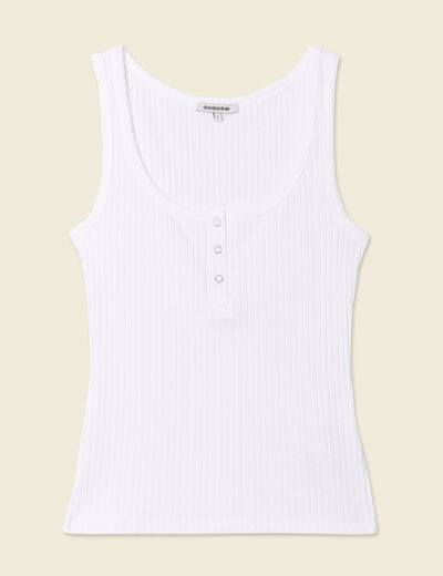 D&eacute;bardeur sans manches blanc femme