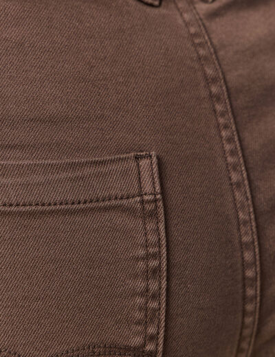 Jeans large cropped taille haute marron femme