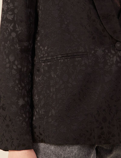 Veste blazer droite satin noir femme