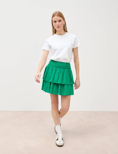 Jupe courte &eacute;vas&eacute;e doubl&eacute;e vert femme