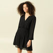 Robe fluide col v manches longues noir femme