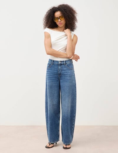 Jeans loose en coton denim used femme