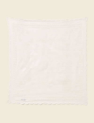 Foulard en coton avec broderie ecru femme