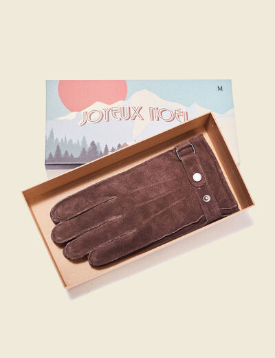 Gants en cuir bordeaux homme