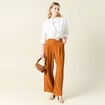 Pantalon large fluide marron femme