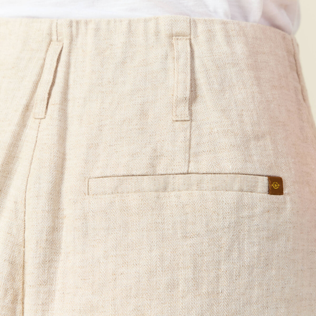 Pantalon large taille haute sable femme