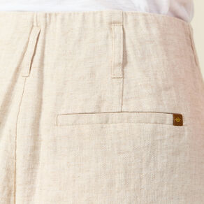 Pantalon large taille haute sable femme