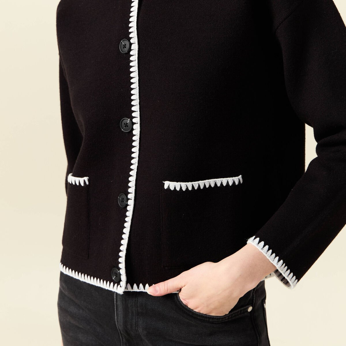 Gilet manches longues noir femme