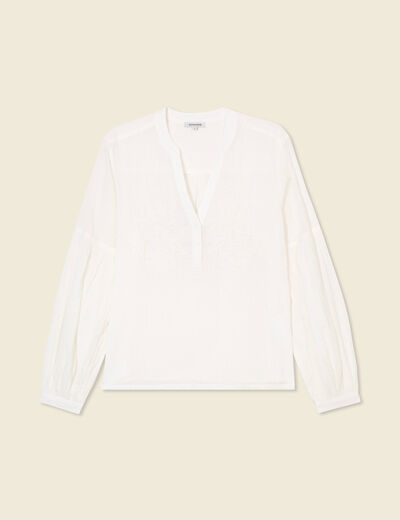 Blouse manches longues ecru femme
