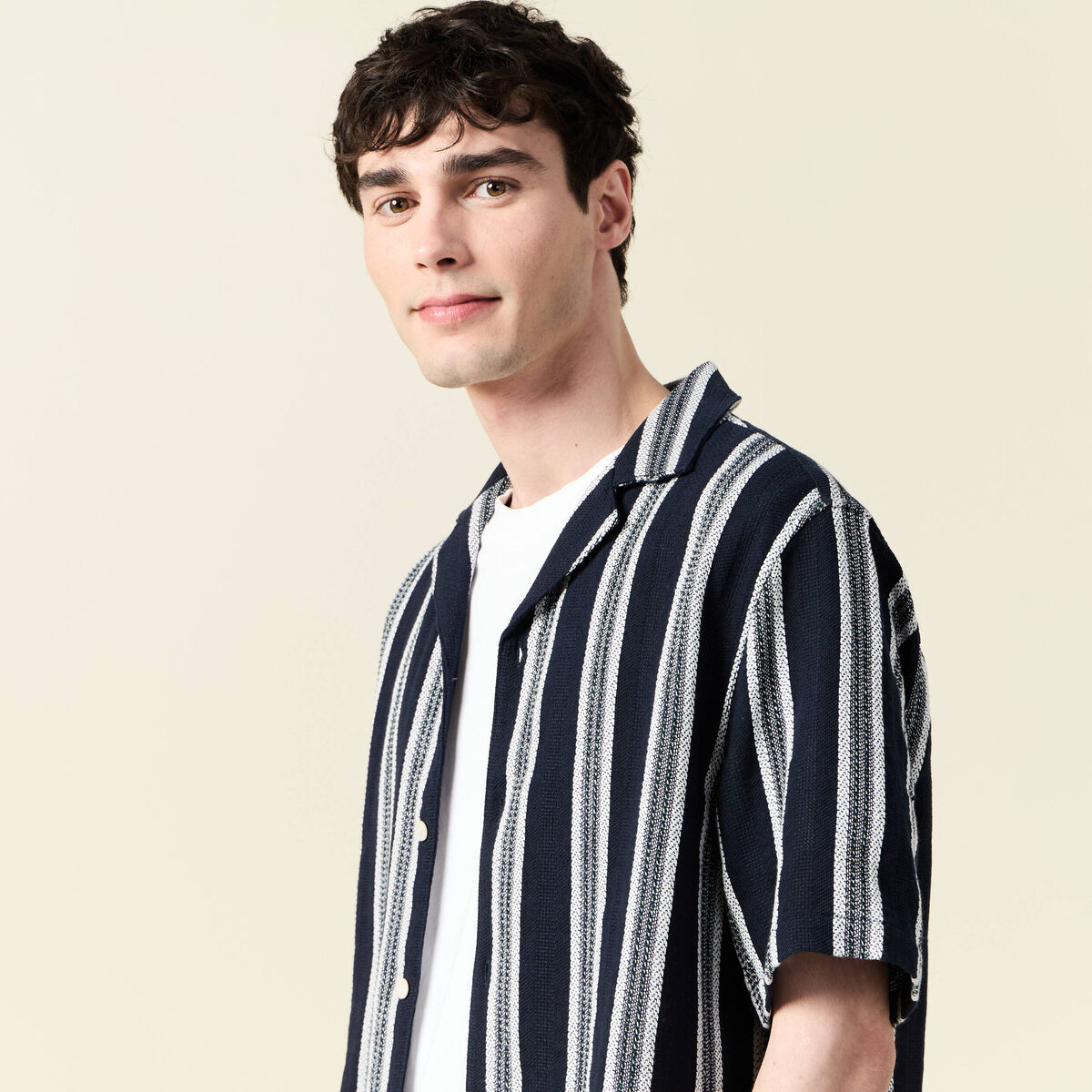 Chemise manches courtes bleu marine homme