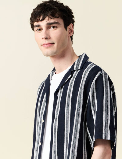 Chemise manches courtes bleu marine homme