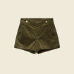 Short droit en velours vert kaki femme