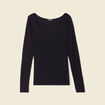 T-shirt côtelé éco-responsable noir femme