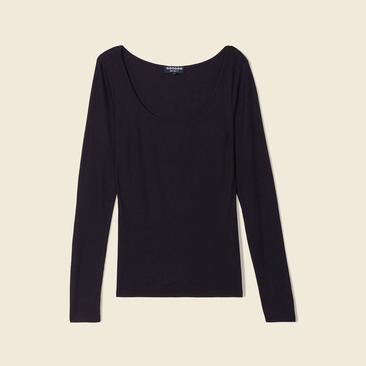 T-shirt côtelé éco-responsable noir femme