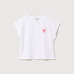 T-shirt droit col rond manches courtes blanc femme