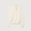 Pull droit col mao manches longues ecru homme